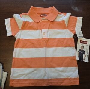NWT Wrangler Kids Striped Orange Polo Shirt